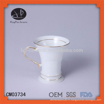 Tasse en céramique blanche pour tasse à café, tasse personnalisée avec bordure en or